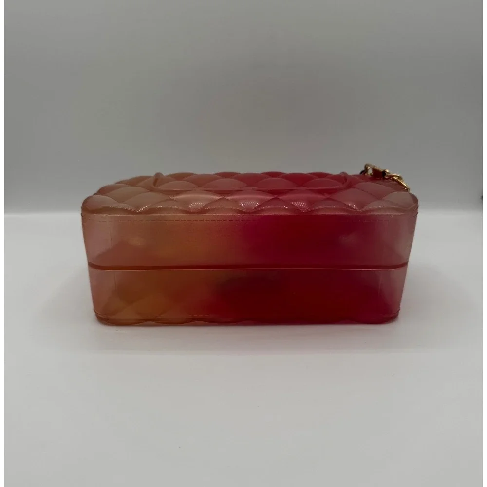 Jelly Crossbody Beach Bag Womens Small Red Orange‎ Ombre Quilted PVC